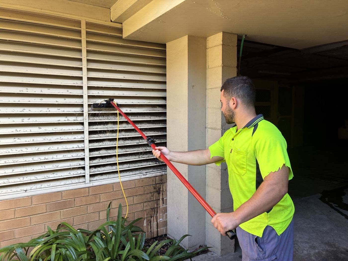 Awning and overhead surface cleaning